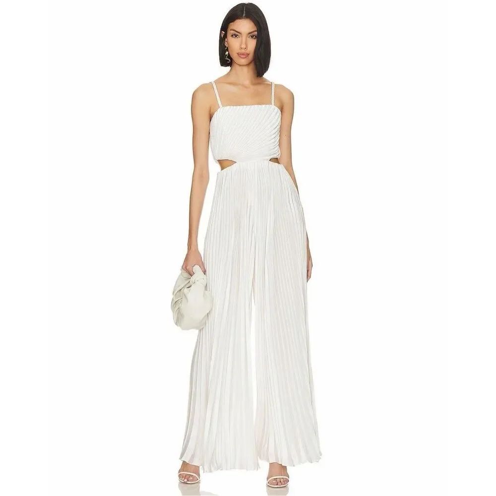 ALICE + OLIVIA Powell Pleated Wide Leg Jumpsuit $595